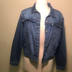 Denim Jacket w/ruffle pockets